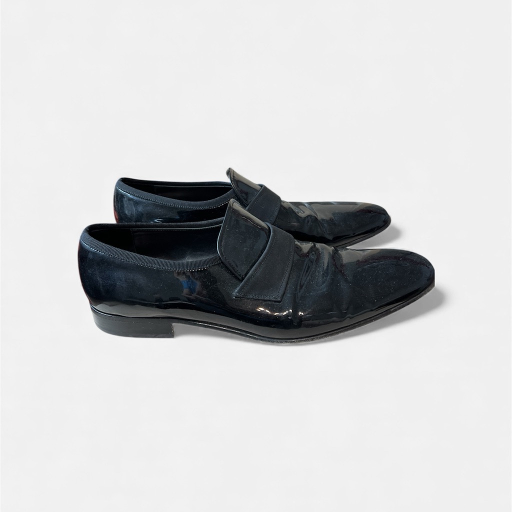 Salvatore Ferragamo Black Patent Leather Dress Shoes Loafers Men Size 11